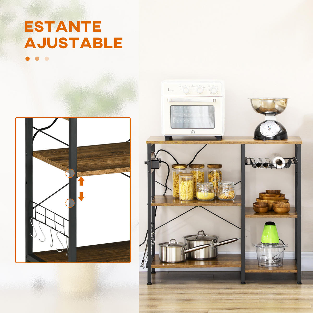KÜCHENREGAL Braun 1 Stück - Braun, Holzwerkstoff (40/83/90cm) - GiPP