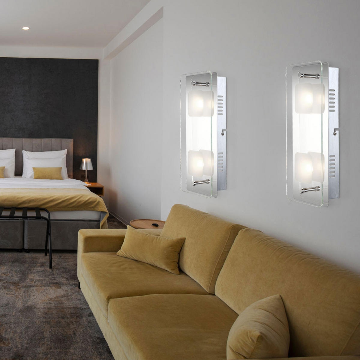 LED WANDLEUCHTE Metall Chrom Silber - Silberfarben, Glas (12/6.2/28cm) - Globo Lighting