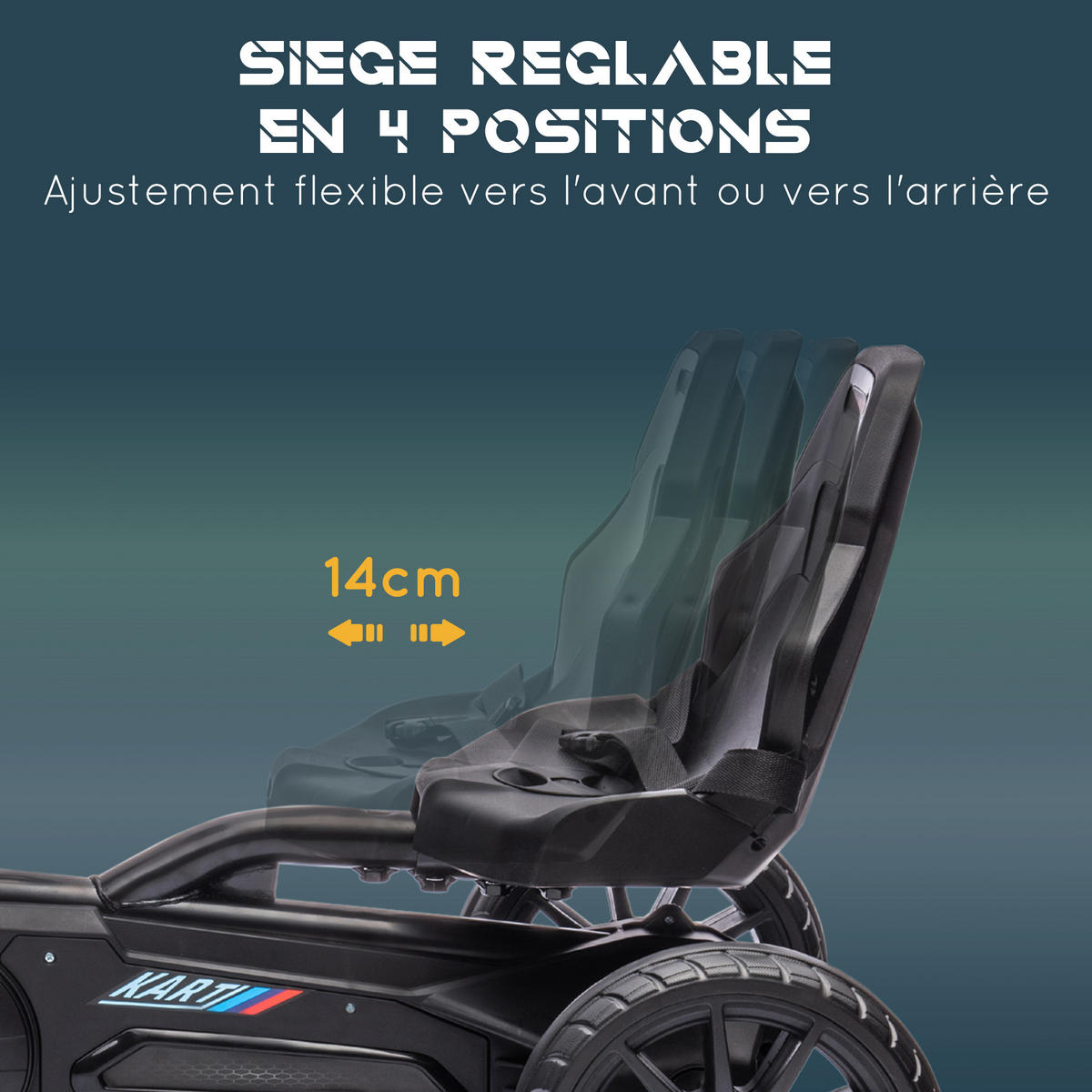 TRETKART DE-13021 4-fach verstellbarer Sitz Schwarz - Schwarz, Kunststoff (100/58/58.5cm) - ComfortXL