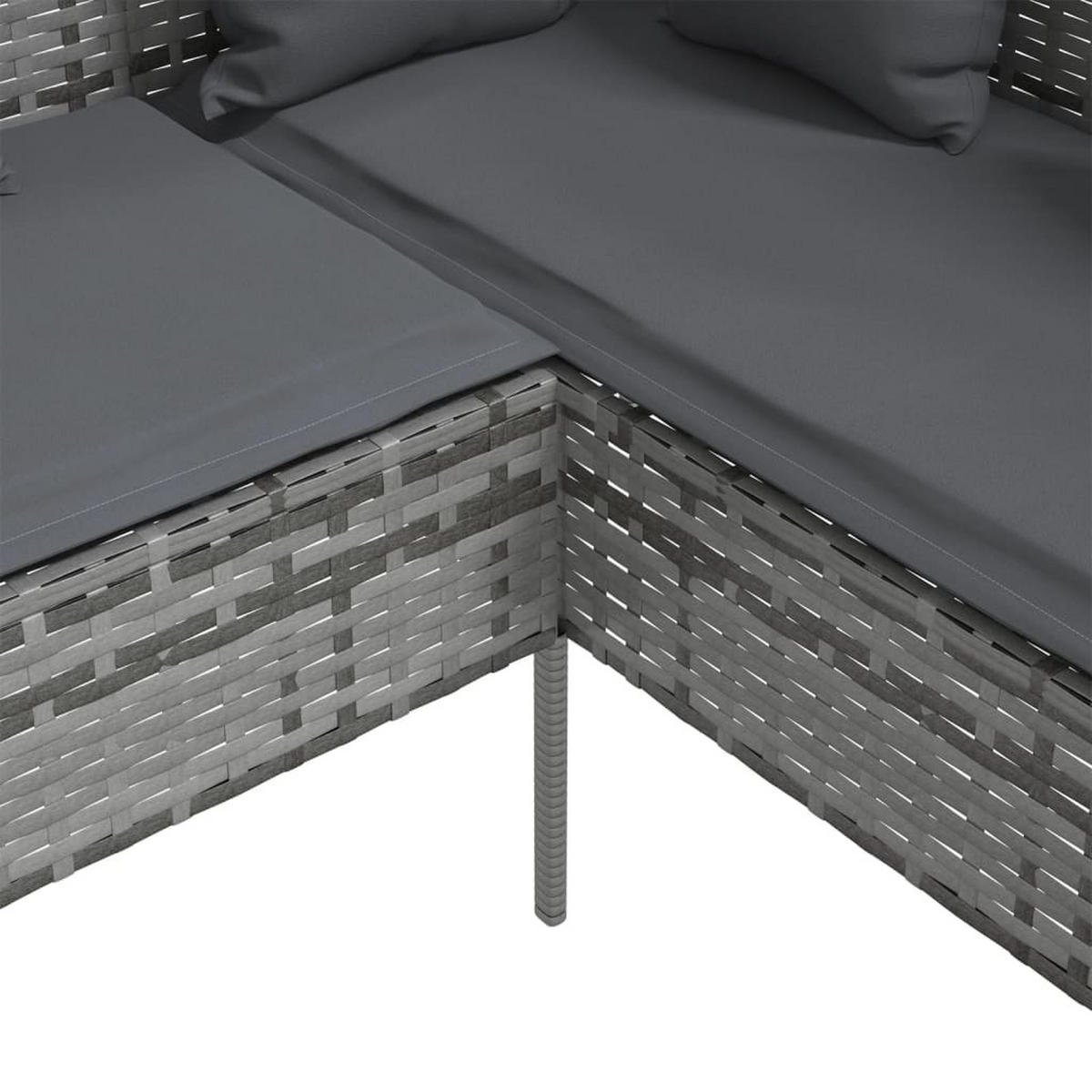 SOFA In L-Form Mit Kissen Poly Rattan Grau - Anthrazit/Grau, Kunststoff/Textil (161.5/80/113cm) - vidaXL