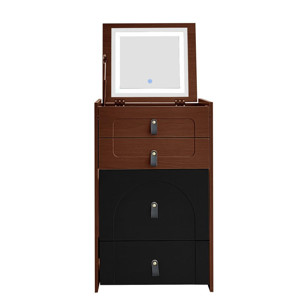 SCHMINKTISCH in Braun(Enthält Make-up-Hocker) mit 3 Schubladen - Braun, Holz (50/115.6/40cm) - KOMHTOM