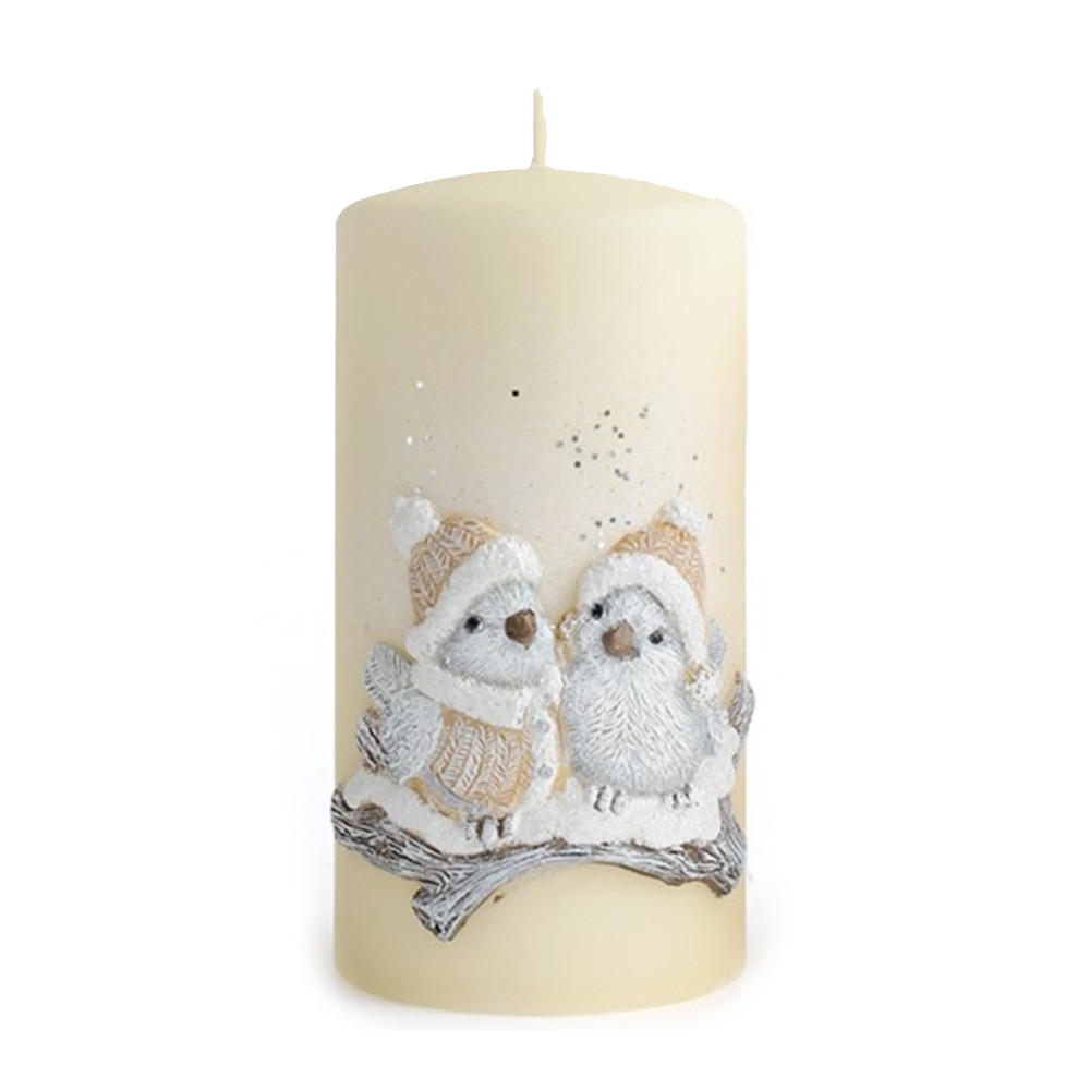 KERZE Vogel Beige 7/7/10 cm Naturmaterial - Beige, Naturmaterialien (10cm) - Mondex