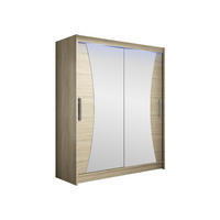 SCHWEBETÜRENSCHRANK Westa IX, mit RGB LED Beleuchtung - Silberfarben/Sonoma Eiche, Holzwerkstoff/Metall (150/200/58cm) - MIRJAN24