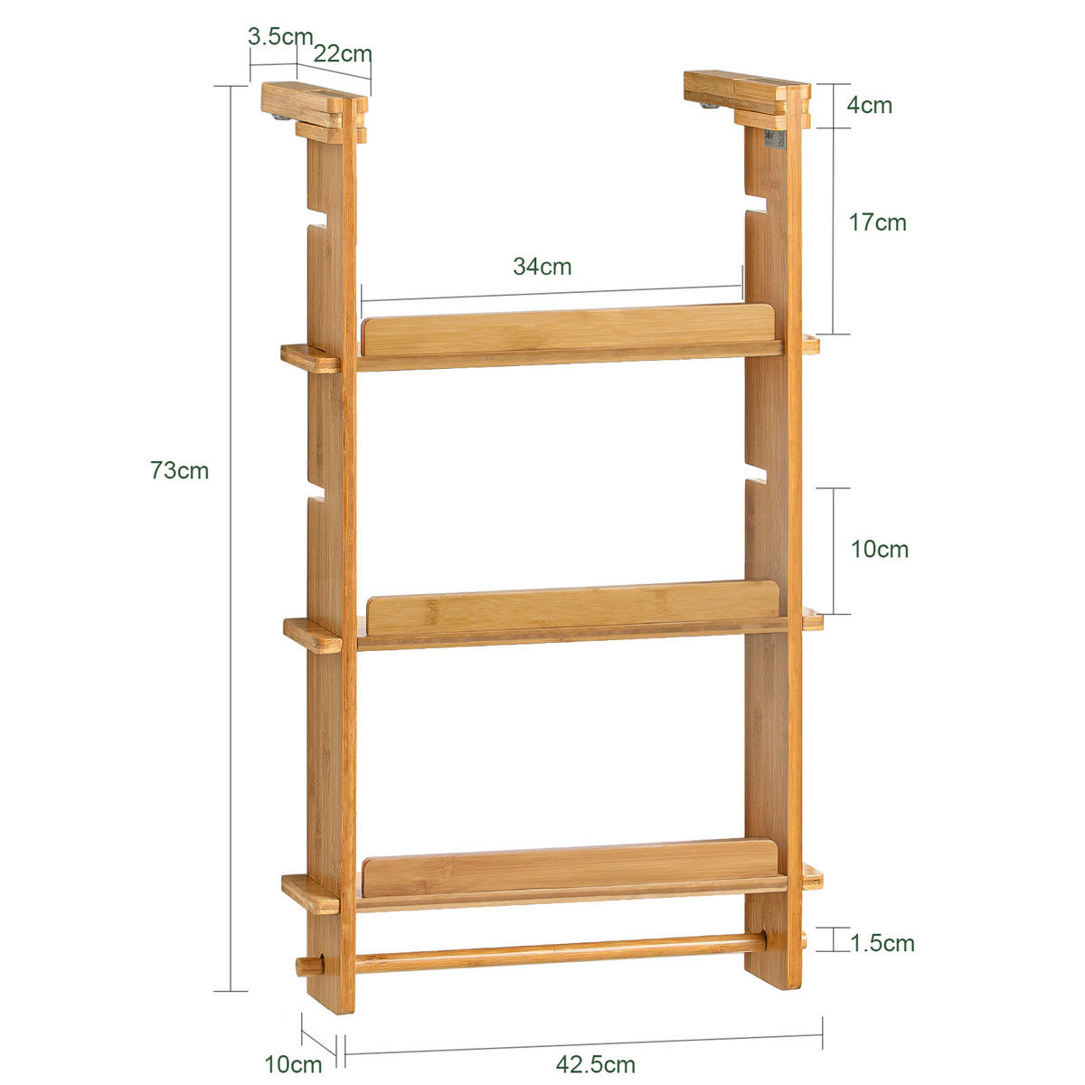 GEWÜRZREGAL Natur - Naturfarben, Holz (42/73/10cm) - SoBuy