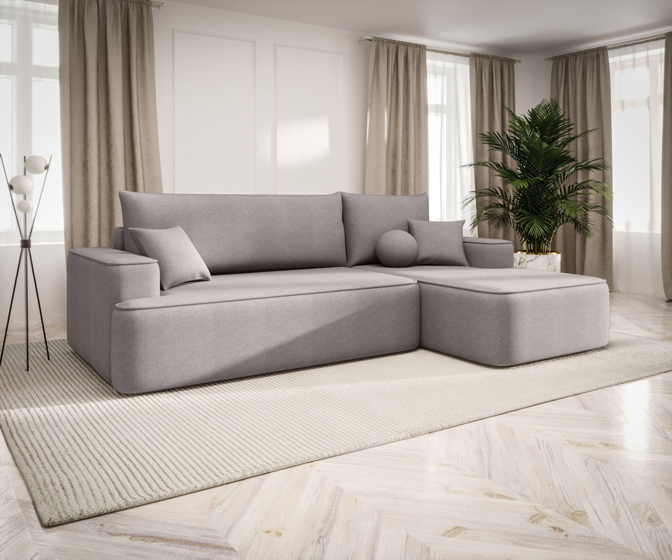 ECKSOFA mit Schlaffunktion FIGO Curio 83 Rechts - Grau, Textil (250/150cm) - Bedante