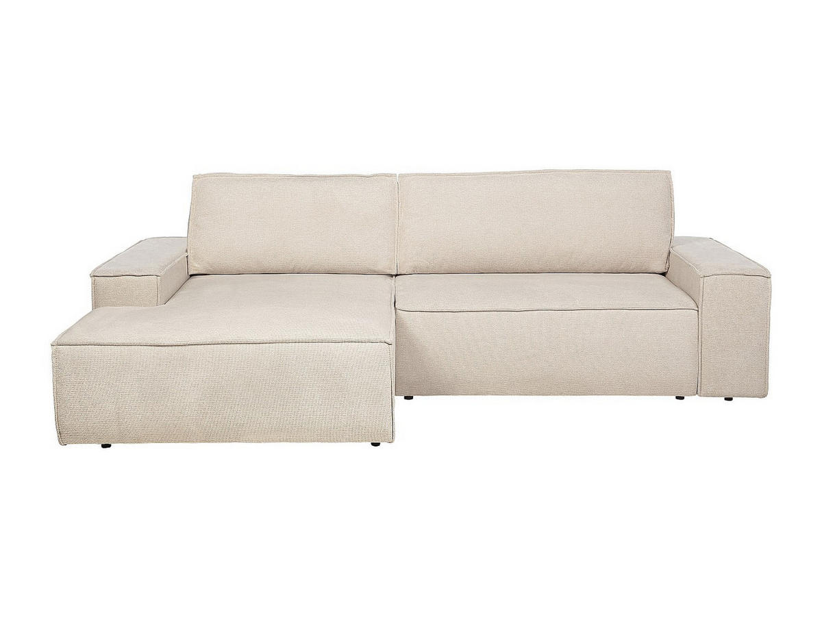 ECKSOFA mit Schlaffunktion - Ecke links - Strukturstoff - Beige - AMELIA - Beige, Textil (167/267cm) - Vente-Unique