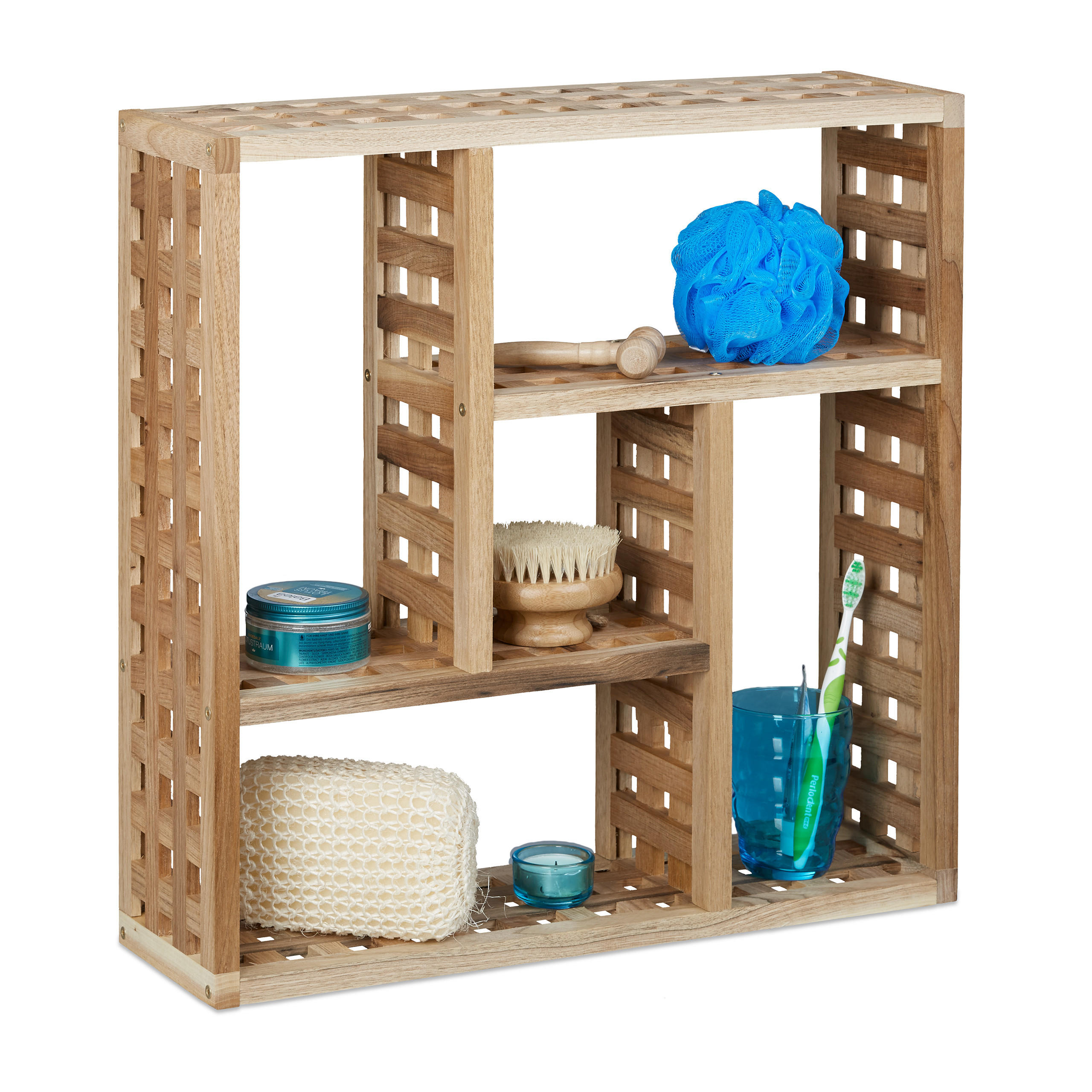 WANDREGAL - Hellbraun, Holz (50/15/50cm) - Relaxdays