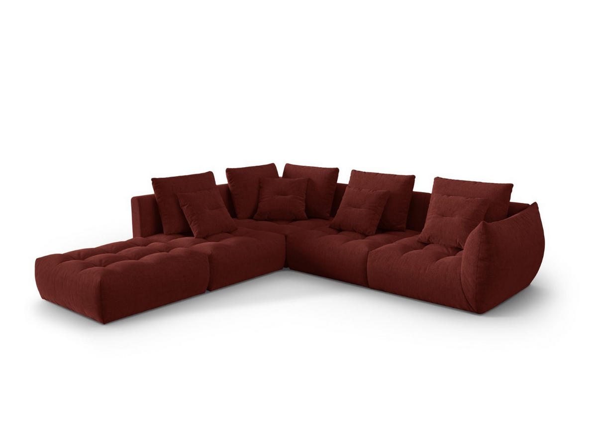 MODULARES-ECKSOFA links Bloom aus strukturiertem Stoff rot 4 Sitzplätze - Rot, Textil (310/316cm) - Micadoni