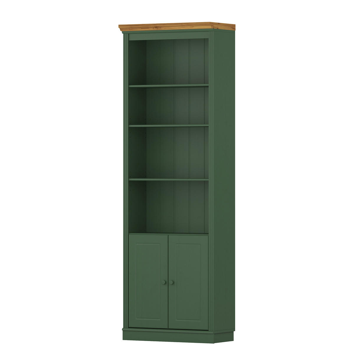 MASSIVE BÜCHERWAND - Massivholz - Kiefer - Waldgrün/Kieferfarben, Holz (296/223/37cm) - home24