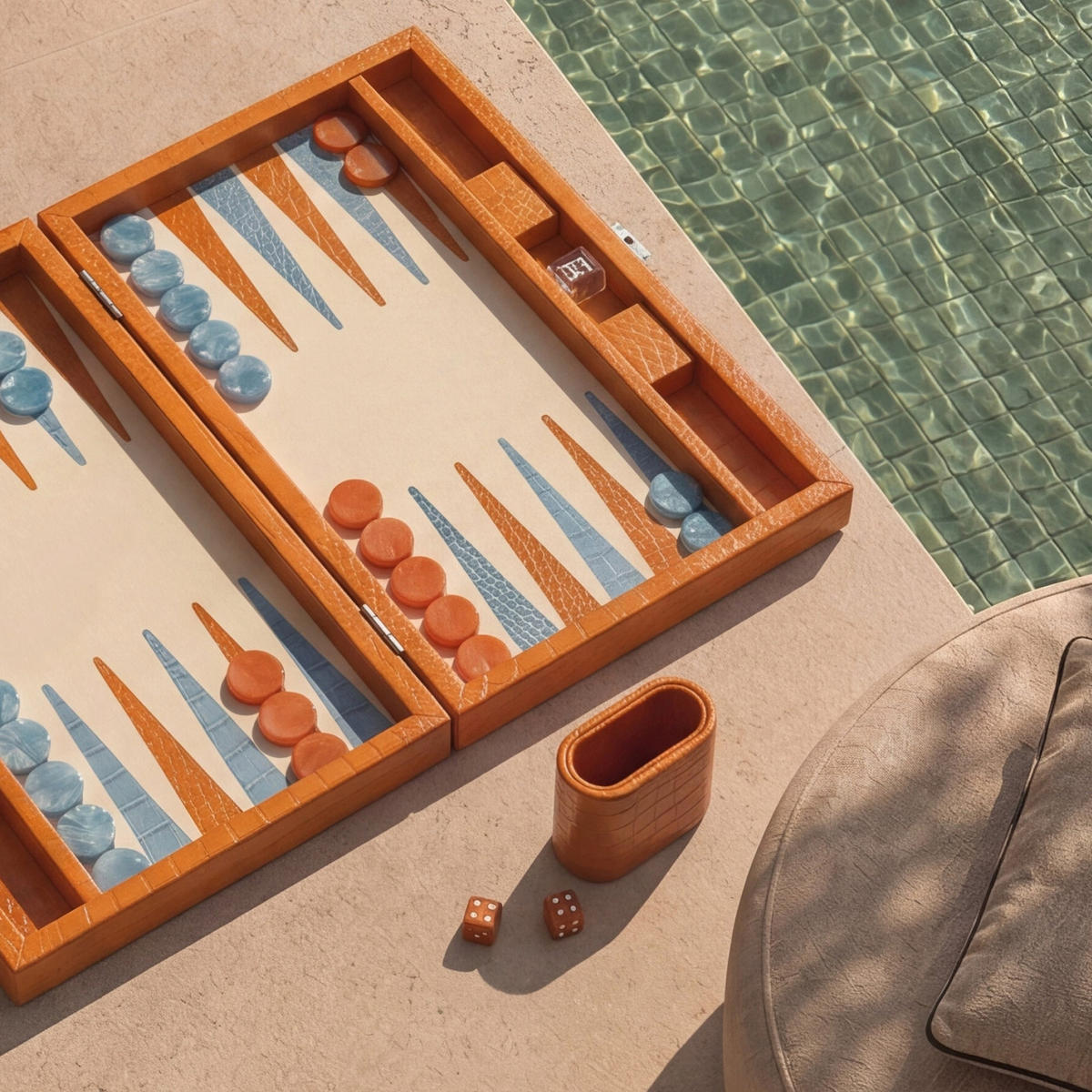 BACKGAMMON – Mittel BACKGAMMON Leder Sonnenorange 38cm - Orange, Leder (38/24cm) - Premium Interiors