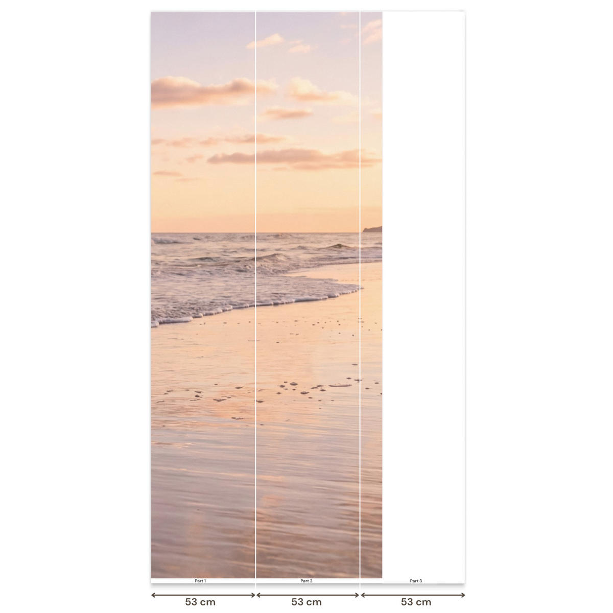 TAPETE - Strand - Brandung - Wolken - 120x280 cm - Hellrosa, Papier (120/280cm) - OnlyWow