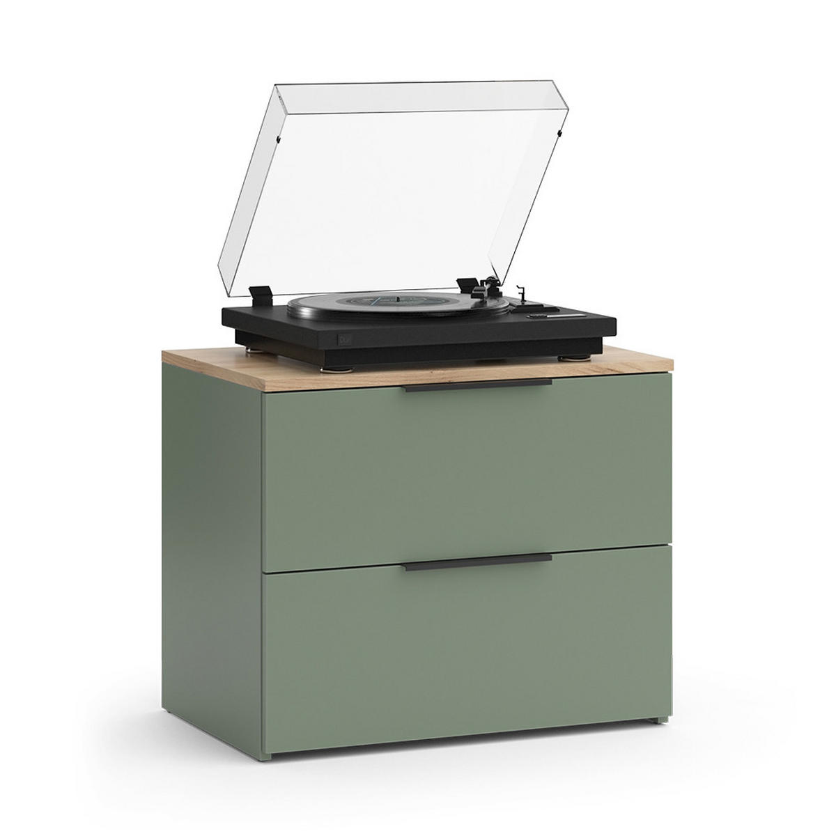KOMMODE Wido Grün 60 x 50 cm mit 2 Schubladen - Grün/Sonoma Eiche, Holzwerkstoff (60/50/40cm) - Vicco