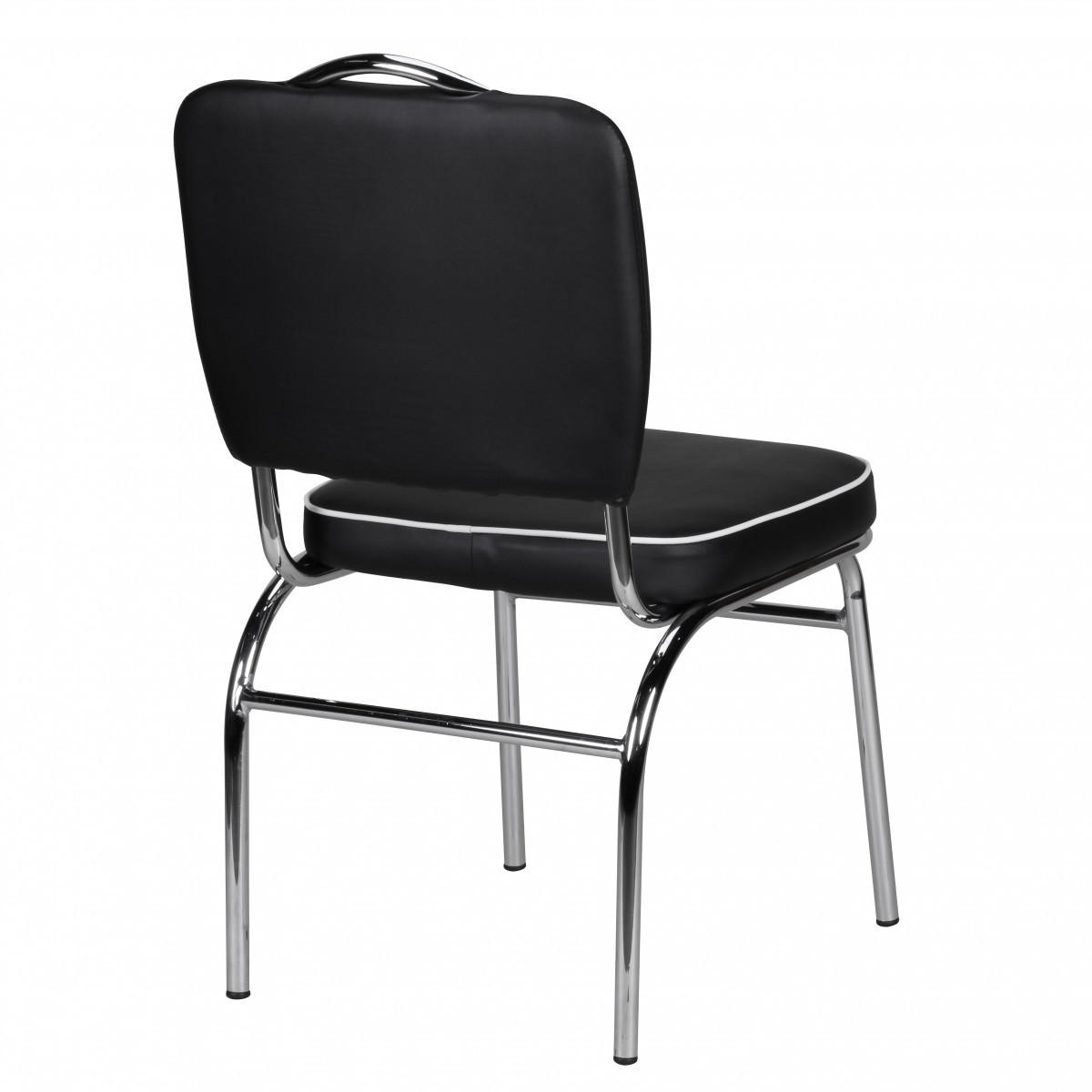 ESSZIMMERSTUHL Kunstleder mit Metallgestell Retro 50er Jahre gepolstert, Schwarz 47x45x90 cm - Silberfarben/Schwarz, Kunststoff/Textil (47/90/45cm) - KADIMA DESIGN