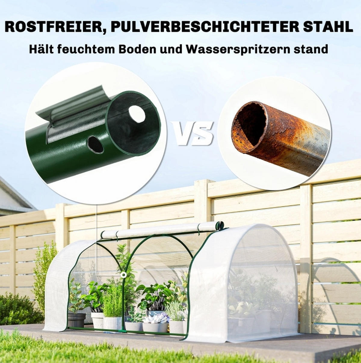 GEWÄCHSHAUS aus Polyethylen 200x100x80 cm Weiß mit Reißverschluss-Tür - Weiß, Kunststoff (100/80/200cm) - Modfu