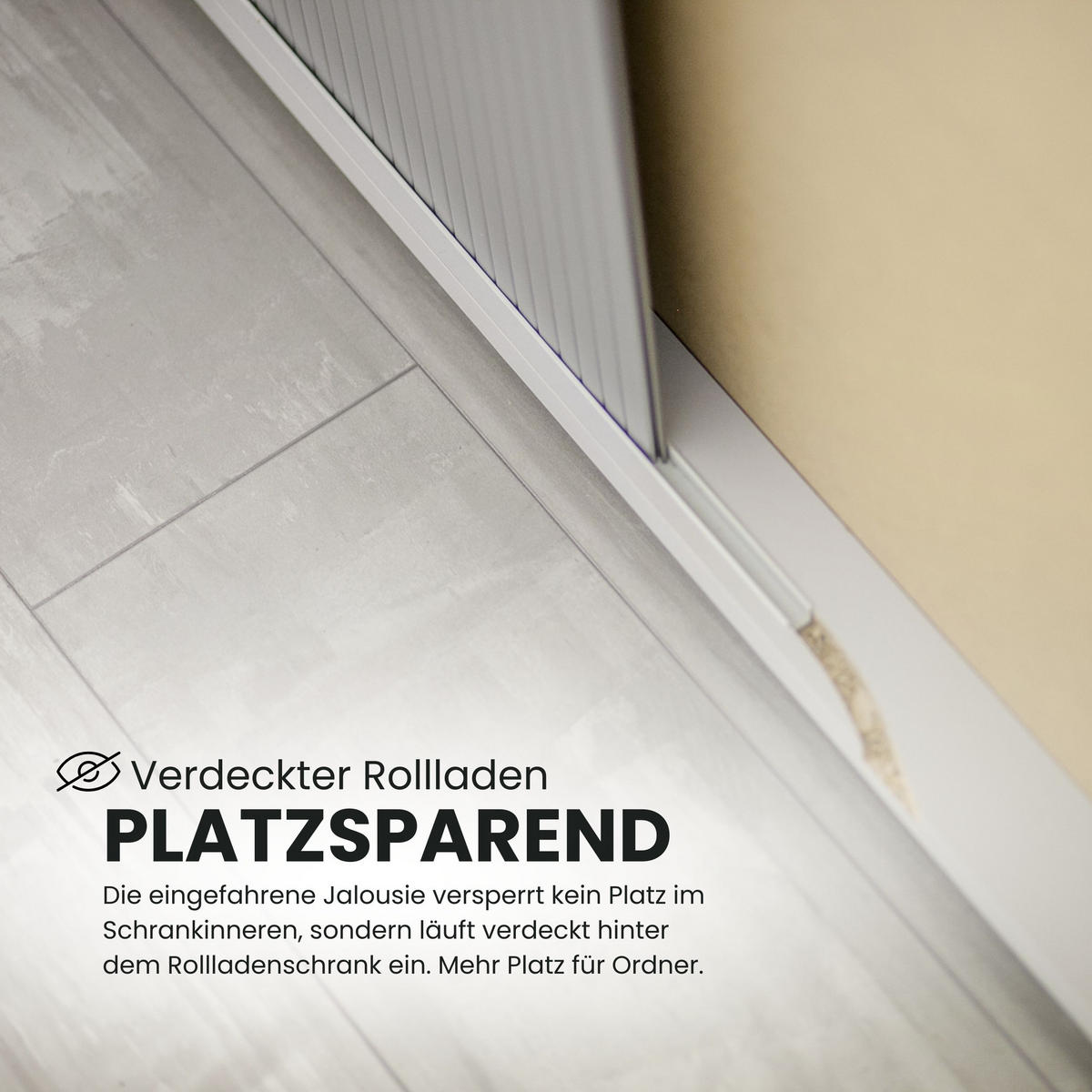 ROLLLADENSCHRANK - 2 Ordnerhöhen 40/120/74,8 cm in Ahornfarben/Silberfarben Streifengriff (Kunststoff) - Silberfarben/Ahornfarben, Holzwerkstoff (120/74.8/40cm) - bümö