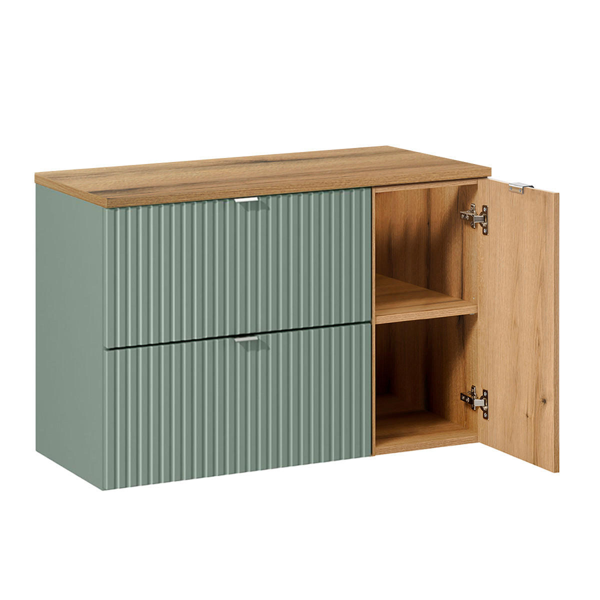 WASCHTISCHUNTERSCHRANK 90.4cm Jade Grün - Grün, Holzwerkstoff (90.4/59.5/40cm) - Petits-meubles