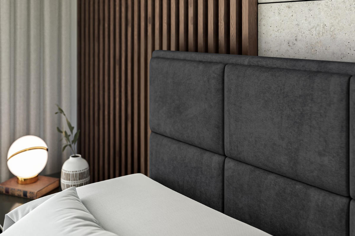 BOXSPRINGBETT NOVA KING - 180 x 200 - H3/H4 - Schwarz - Schwarz, Holzwerkstoff (180/200cm) - ALTDECOR