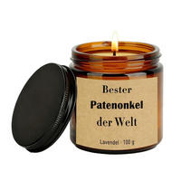 DUFTKERZE im Glas Bester Patenonkel der Welt Lavendel 100 g - Braun, Paraffin (6.5cm)