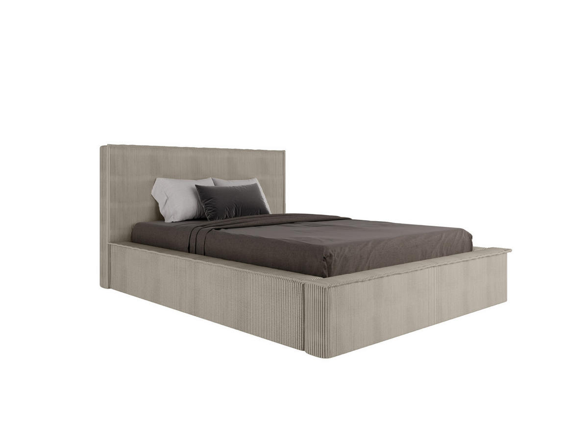 POLSTERBETT SANA 140x200cm Elegantes Polsterbett für modernen Wohnstil , Taschenfederkernmatratze mit kokos KORNOS (20cm), beige - Beige, Holz (140/200cm) - Panda Möbel