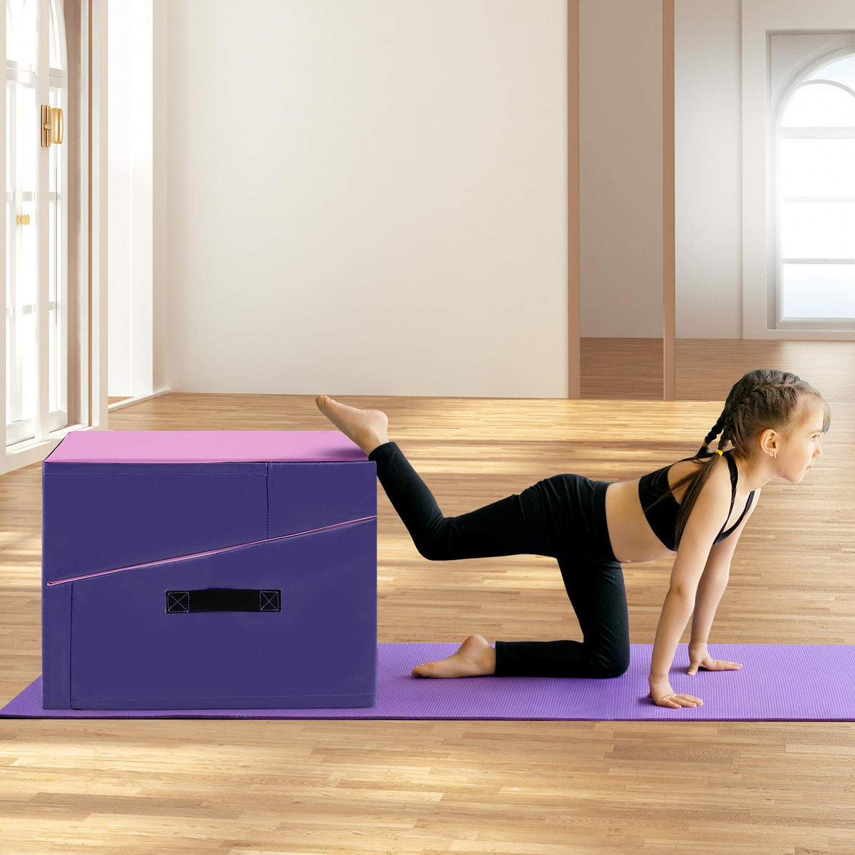 GYMNASTIKMATTE Lila Rose - Lila, Leder (60/120cm) - COSTWAY