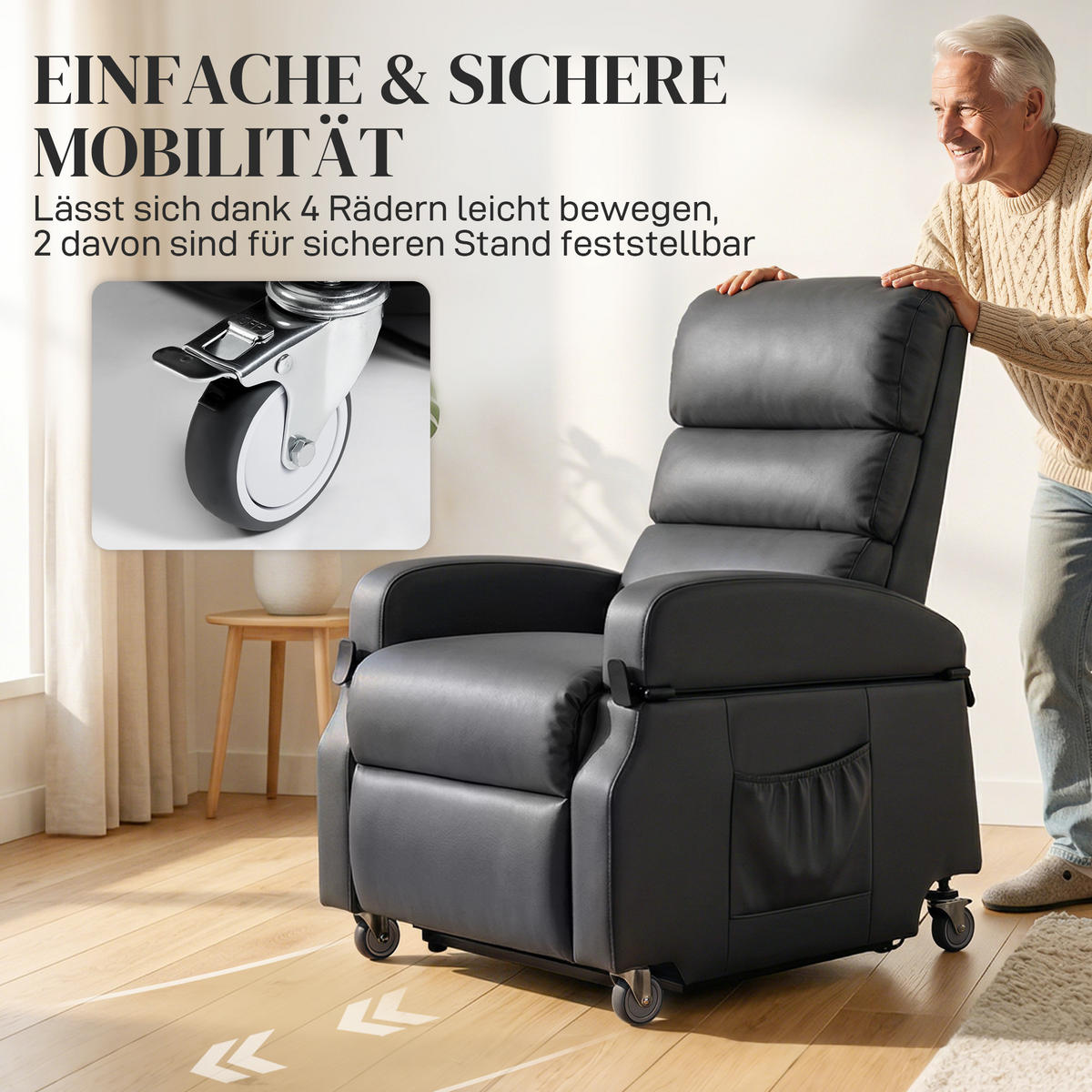 FERNSEHSESSEL DE-06442 Mit Aufstehilfe, 170° neigbar, Doppelmotor Dunkelgrau - Dunkelgrau, Metall (78/110/98cm) - ComfortXL