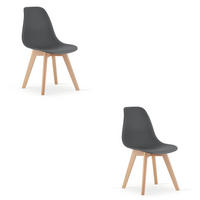 ESSZIMMERSTUHL 2-er Set KITO dunkelgrauer Sitz, natürliche Beine - Dunkelgrau/Naturfarben, Kunststoff (46/80/54.5cm) - Valora