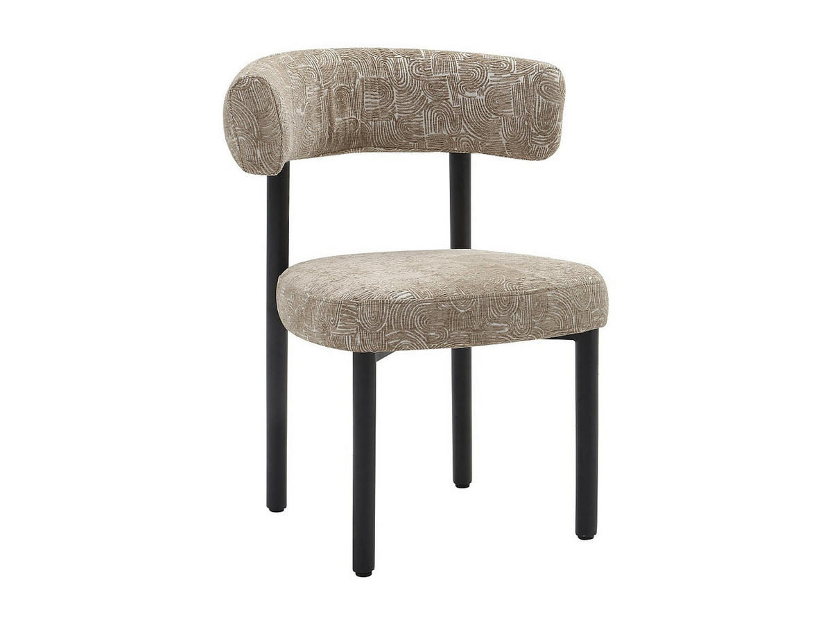 6ER Set Stühle - Strukturstoff & schwarzes Metall - Beige und Weiss - SELORIN - Beige, Textil (58/80/59cm) - Vente-Unique