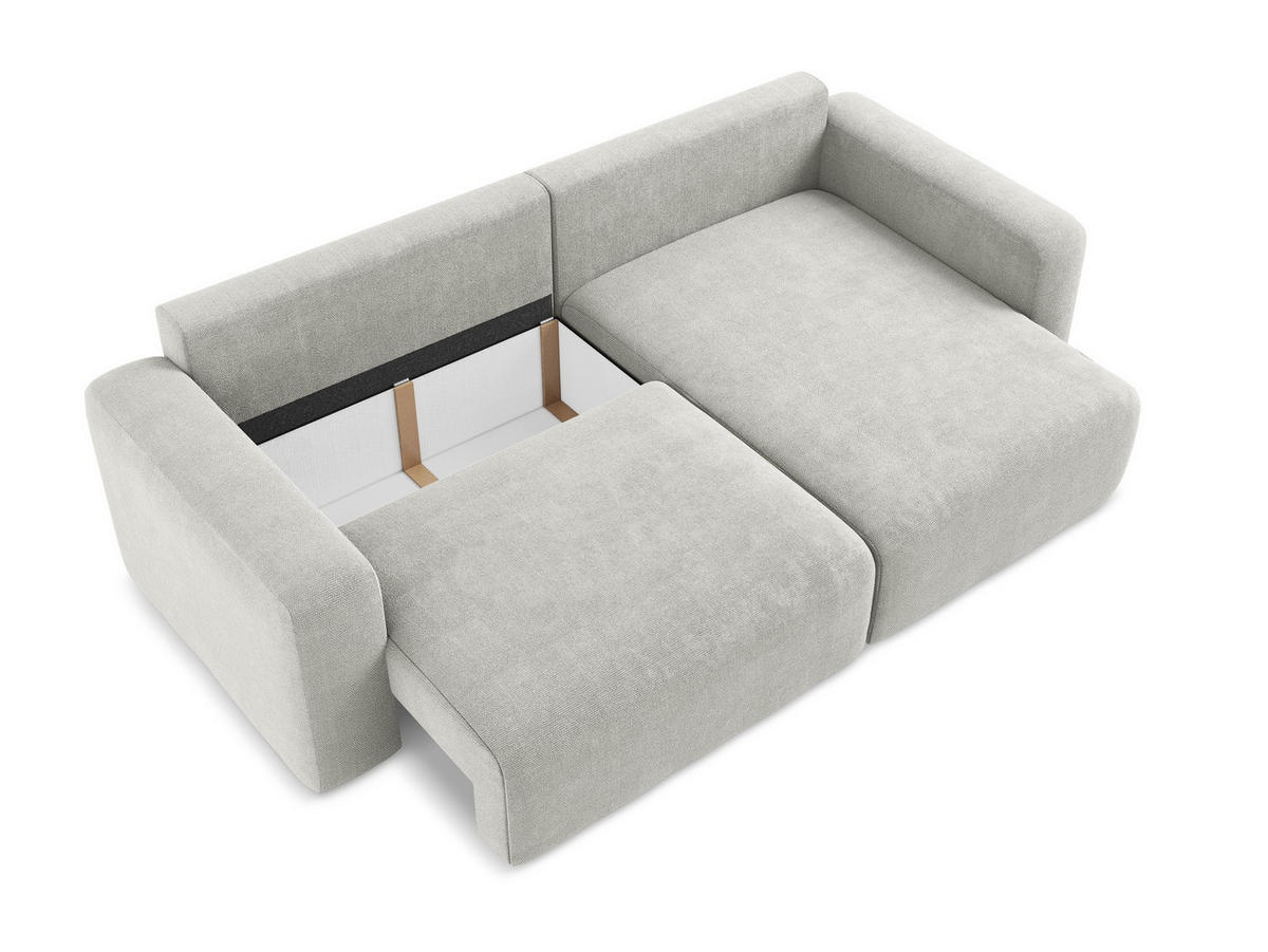 ECKSOFA mit Schlaffunktion rechts Chenille Stoff Grau - Hellgrau/Schwarz, Kunststoff/Textil (244/149cm) - Makamii