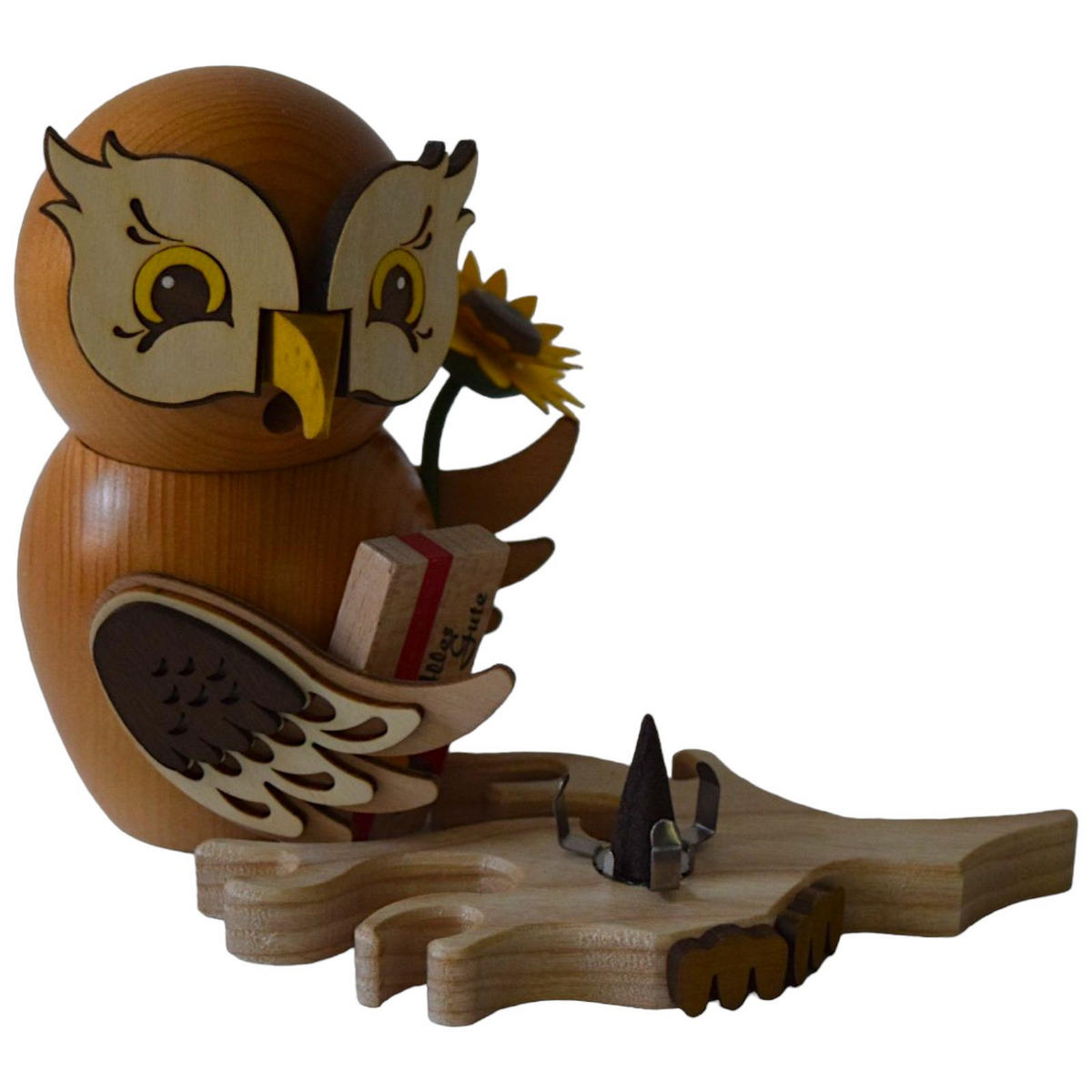 RÄUCHERFIGUR Eule Gratulant 15 cm - Multicolor, Holz (10/15/10cm)