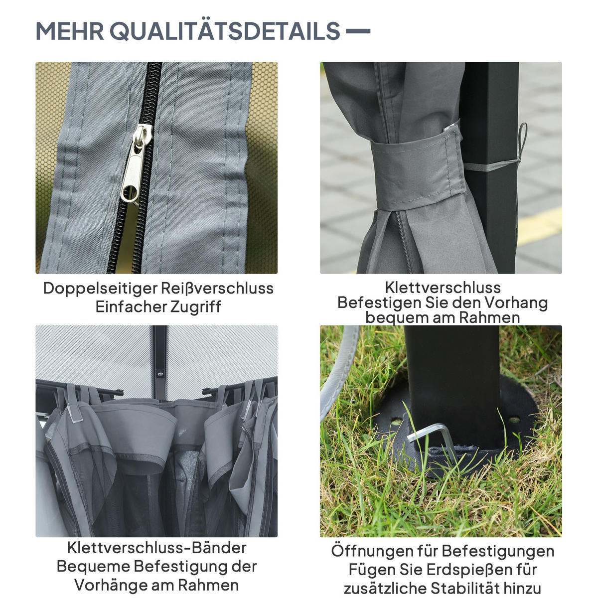 PAVILLON, Grau, 300L x 300B x 265H cm/300L x 400B x 265H cm, Alu, Polyester - Grau, Metall (400/265/300cm) - Outsunny