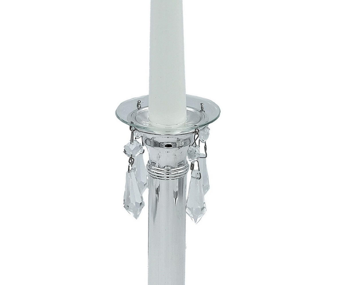 GLAS-KERZENMANSCHETTE mit Behang (Bobeches) (Tropfenfänger) für Kerzen bis Ø 25 mm - Transparent, Paraffin (7/0.2/7cm) - Holfeuer Crystal Design