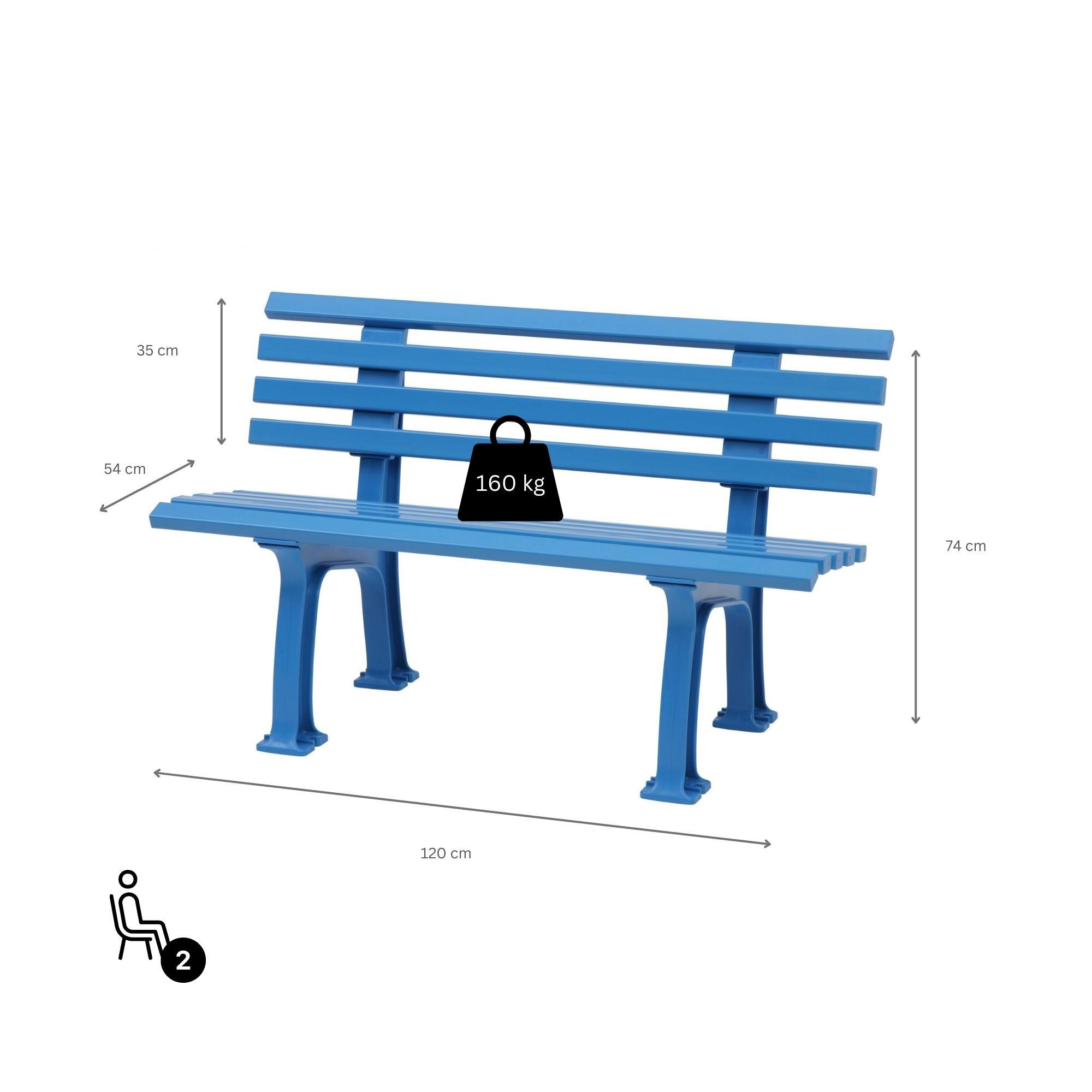 GARTENBANK Antigua 2 Sitzer Himmelblau 74 x 120 x 54 cm Witterungskunststoff & UV Beständiger Kunststoff - Hellblau, Kunststoff (120/74/54cm) - PROREGAL