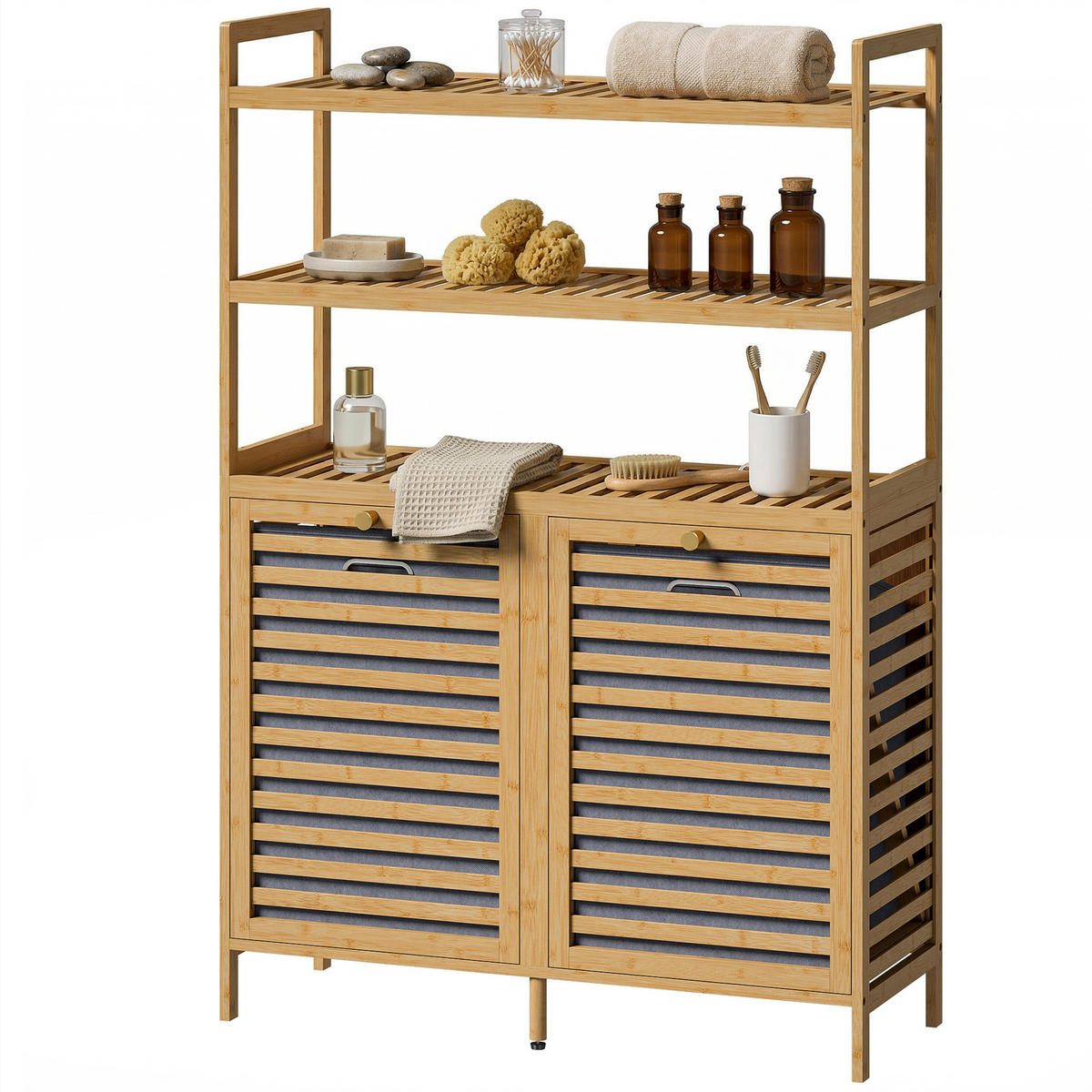 WÄSCHESCHRANK DE-10555 mit Kippfunktion & 2 Körben Eiche - Eichefarben, Naturmaterialien (30/118/80cm) - ComfortXL