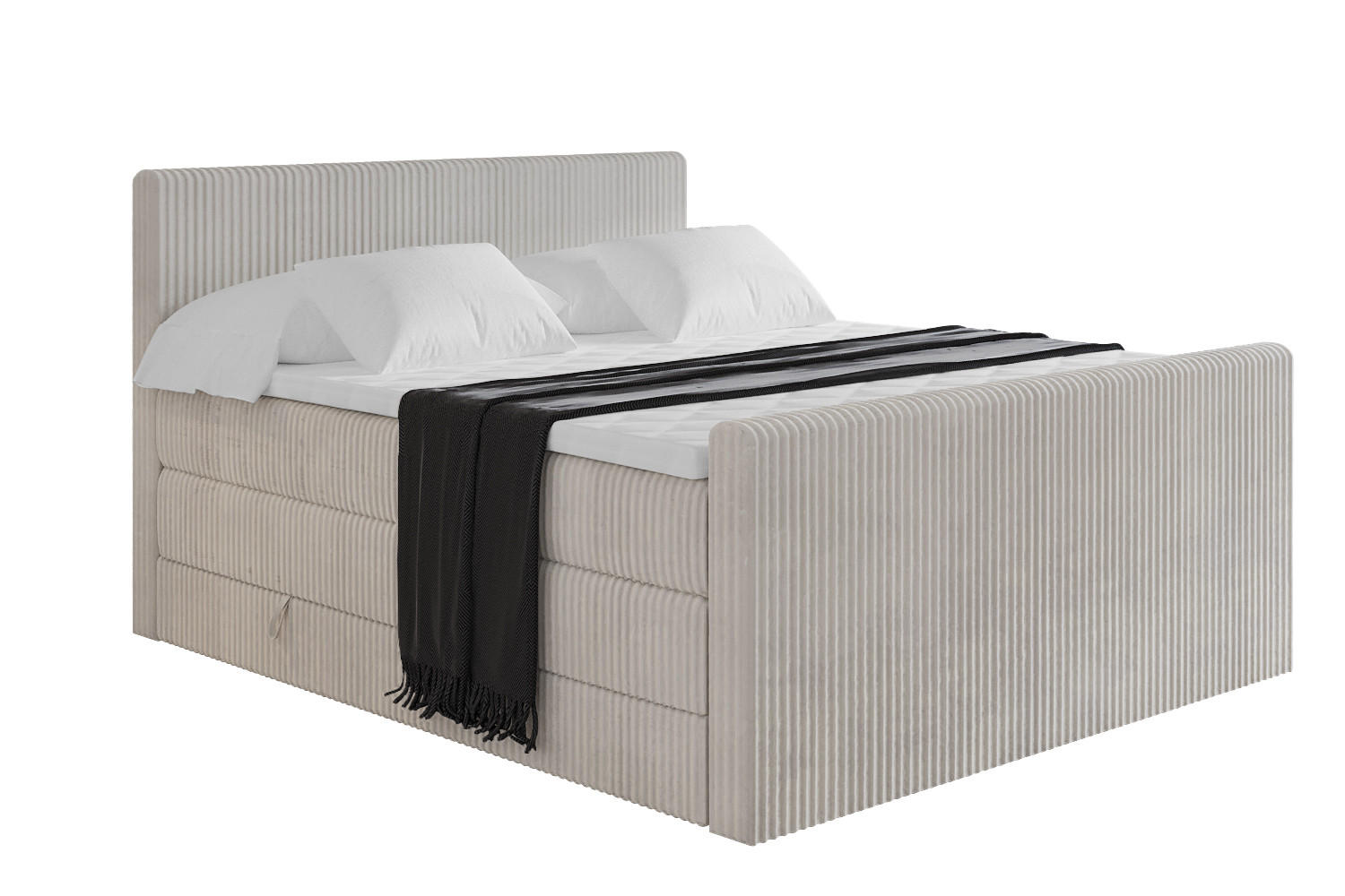 BOXSPRINGBETT mit Matratze H3|H4 und Lattenrost - TOLO-Z KING 180x200 Cord - Creme - Creme, Holzwerkstoff (180/200cm) - ALTDECOR
