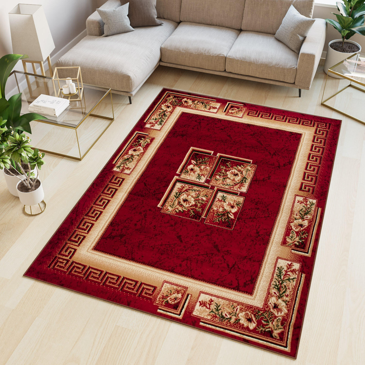 TEPPICH ATLAS Rot Beige 70/130 cm - Beige/Rot, Textil (70/130cm) - Tapiso