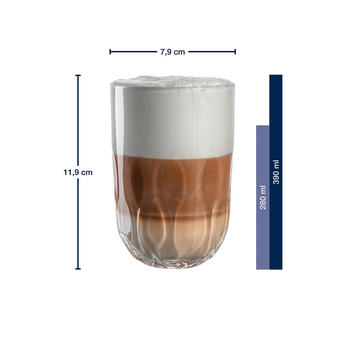 LATTE MACCHIATO GLÄSER (3) Gocce transparent 390 ml 6er Set - Transparent, Glas (0.39L) - Leonardo Living