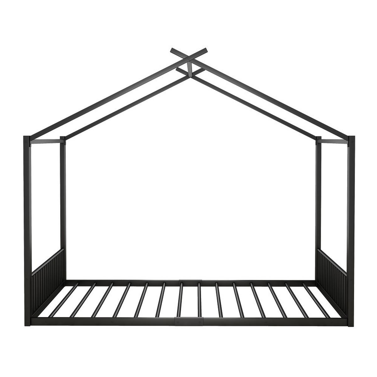 HAUSBETT 140x200cm in Schwarz Metall - Schwarz, Metall (140/200cm) - KOMHTOM