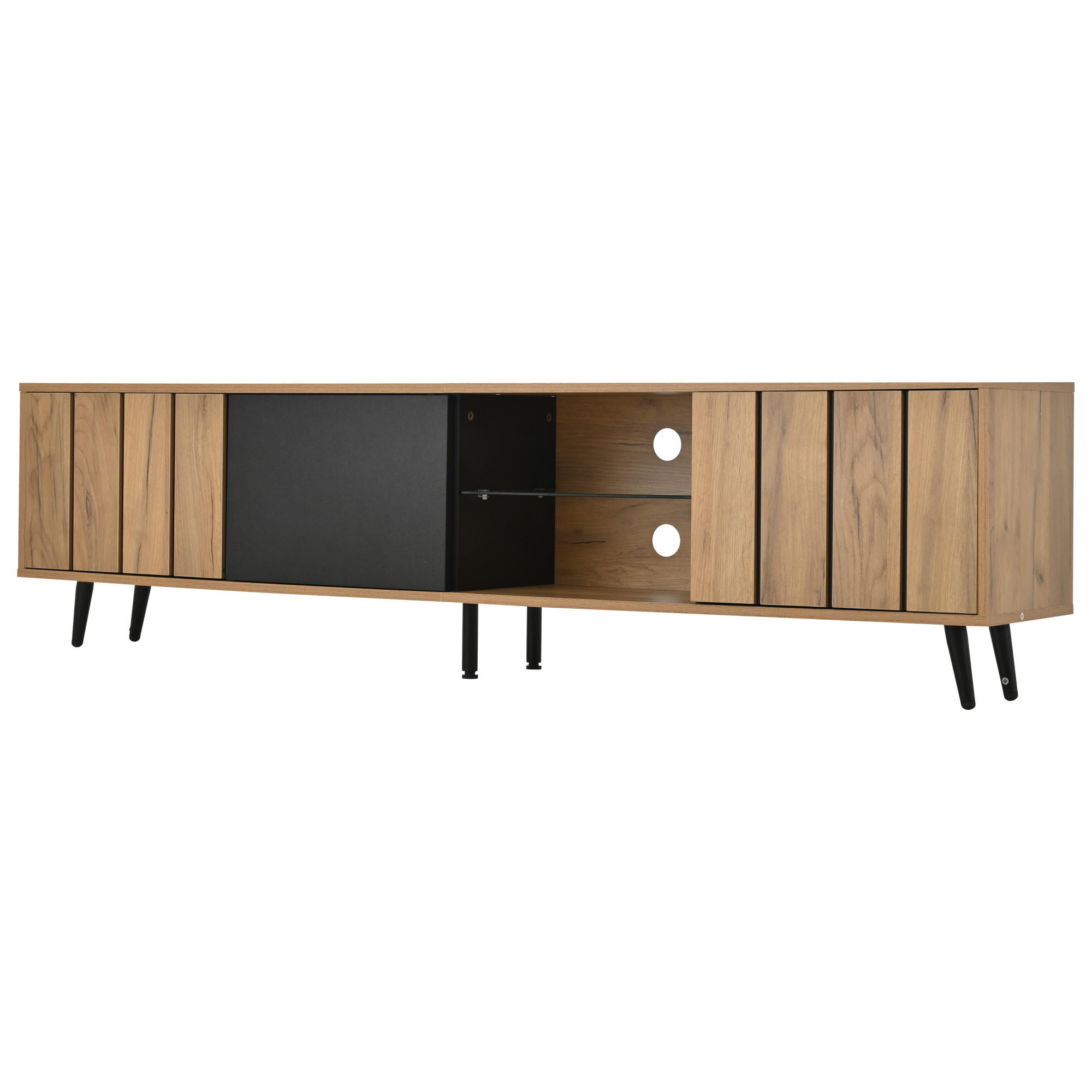 TV-ELEMENT 175/31.5/45 cm Natürlich mit 3 Schränken - Ahornfarben, Holz (175/45/31.5cm) - Oxeza
