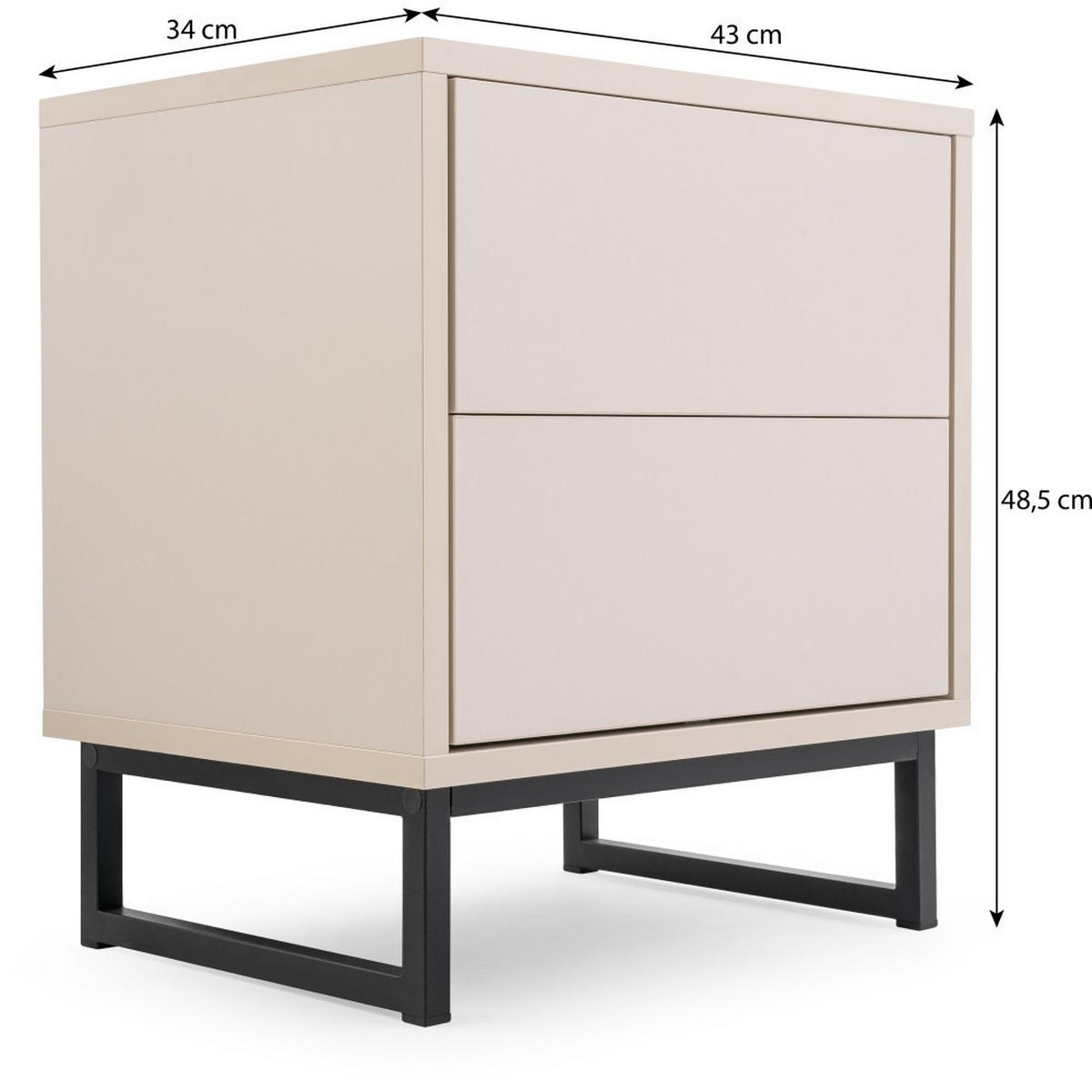 NACHTTISCH Giana mit 2 Schubladen, 43 cm, Beige Sand - Sandfarben/Beige, Holzwerkstoff (43/48.5/34cm) - Beautysofa
