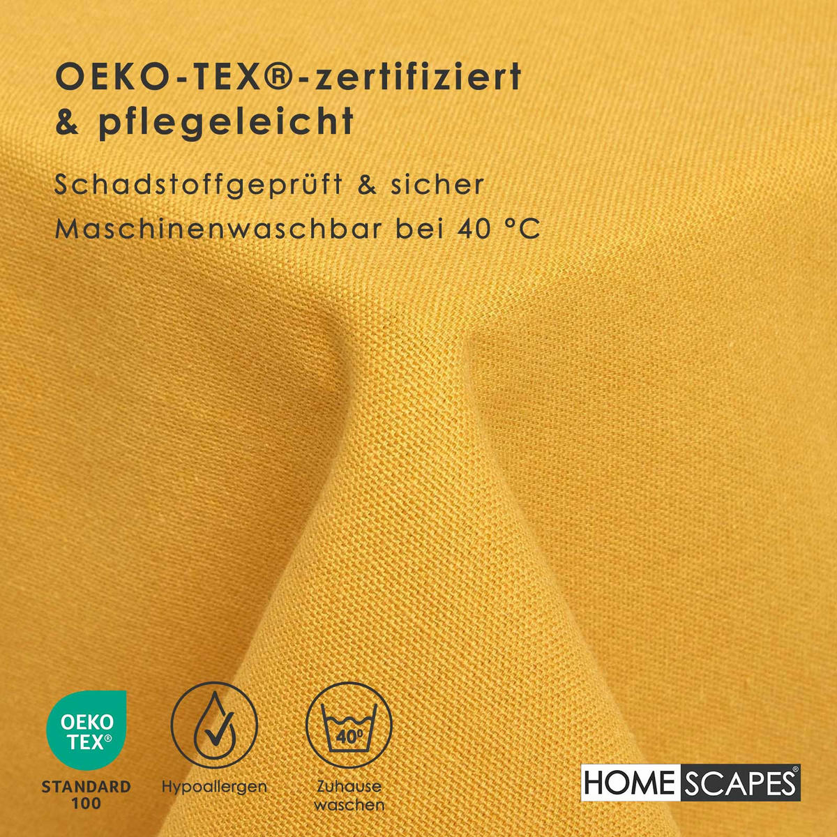 TISCHDECKE senfgelb 137/228 cm, 100% Baumwolle - Dunkelgelb, Textil (137/228cm) - Homescapes