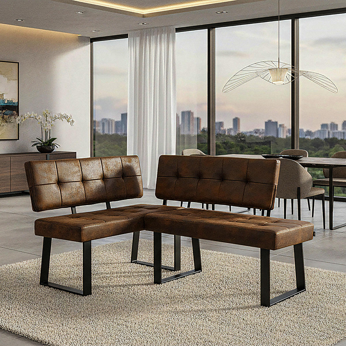 SITZBANK SIGFRID - Braun, Textil/Metall (100/48/56cm) - B&D Home