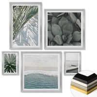 WANDBILDER 5er Set - 50x50 cm & 20x30 cm & 40x60 cm Silberner Rahmen - Hängebrücke aus Palmenblättern - Silberfarben, Kunststoff (40/60cm) - ArtPrintCave