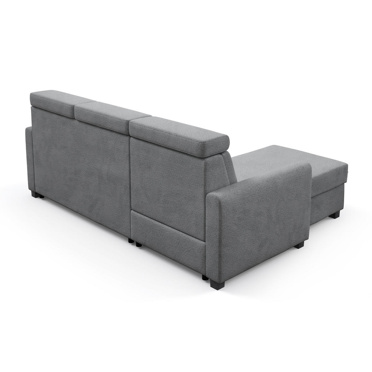 ECKSCHLAFSOFA Milano, Hellgrau, links - Hellgrau/Schwarz, Textil (217/166cm) - Beautysofa
