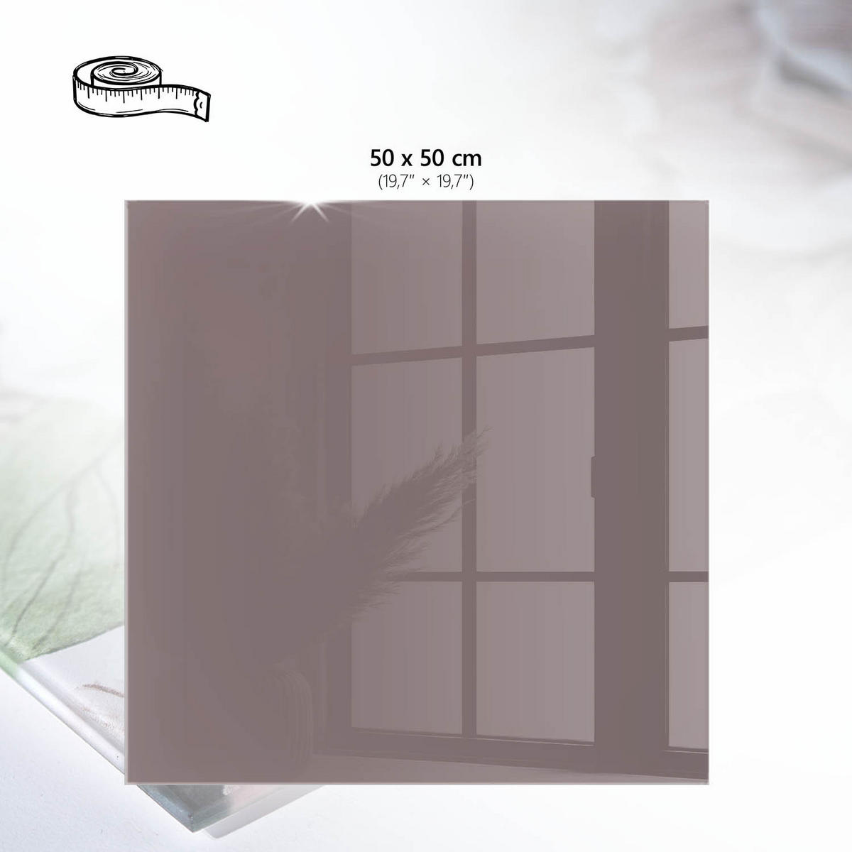 TISCHPLATTE 50x50 cm – Aschbraun - Türkis, Glas (50/50/0.4cm) - Wallfluent