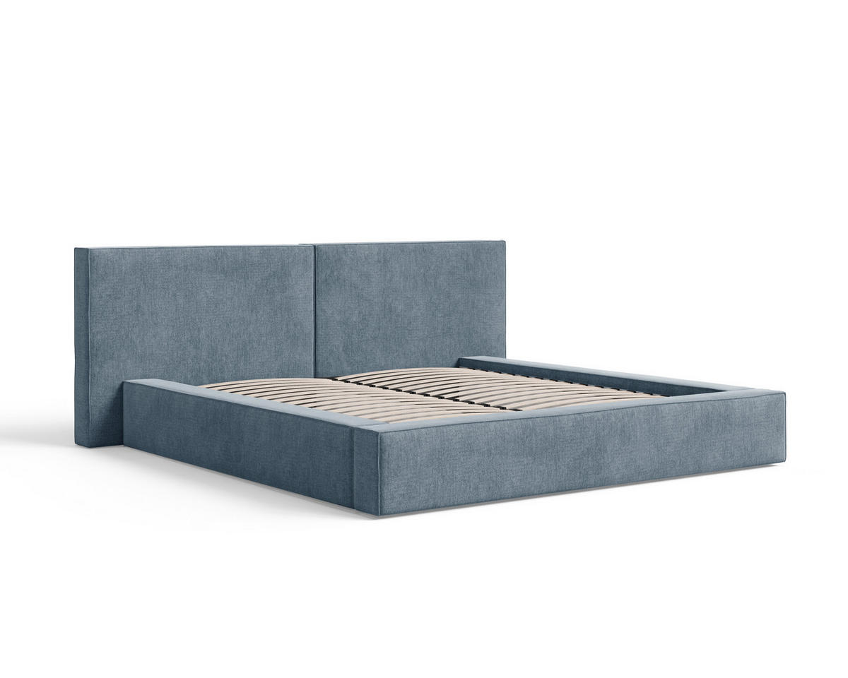 POLSTERBETT 06 140x200 cm – Tresor - Bett mit Bettkasten, Metall-Lattenrost - Blau, Holz (140/200cm) - ROYAL24_MARKT