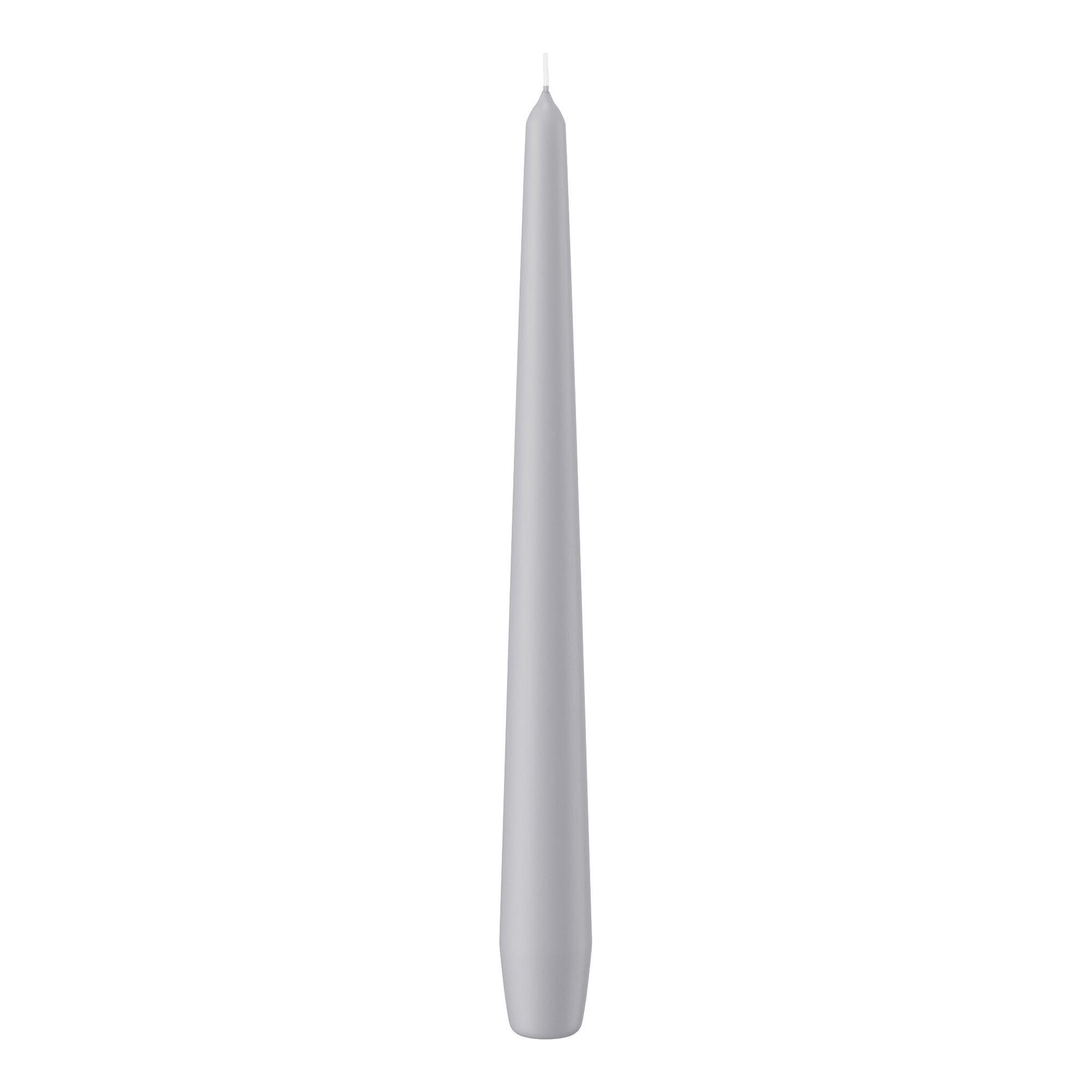 SPITZKERZEN (konische Kerzen) Silbergrau 250 x Ø 25 mm, 12 Stück - Silberfarben, Paraffin (2.5/25/25cm) - Wiedemann Kerzen