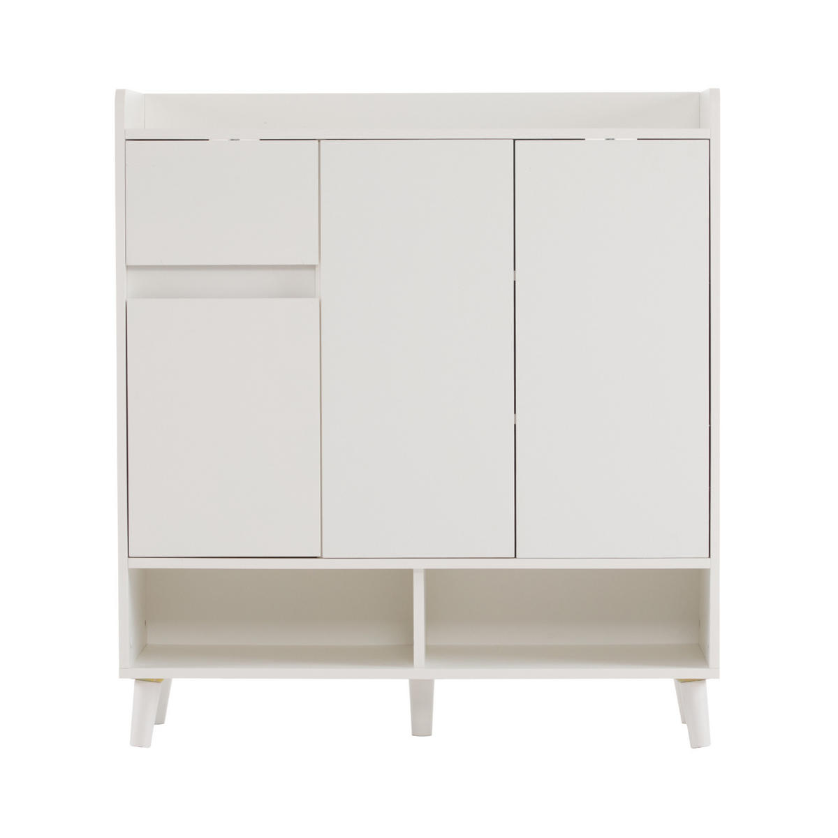 SCHUHSCHRANK 35/90/99 cm weiß aus Spanplatte mit verstellbaren Einlegeböden - Weiß, Holzwerkstoff (90/99/35cm) - OKWISH