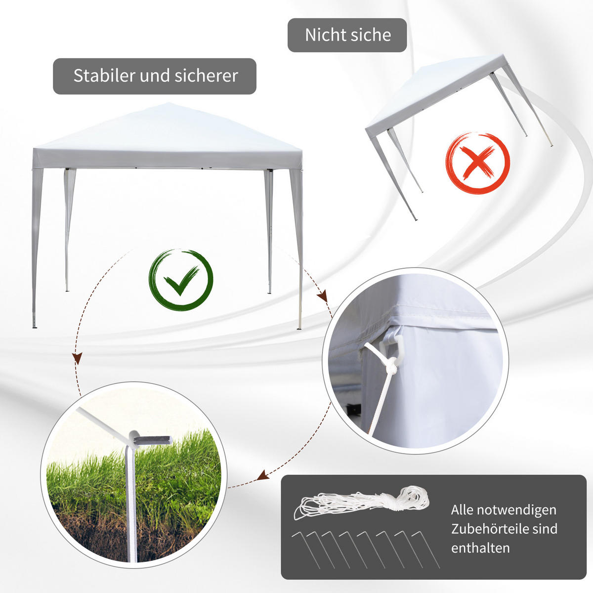 FALTPAVILLON, Grün, Stahl, Oxfordstoff - Weiß, Metall (295/255/295cm) - Outsunny