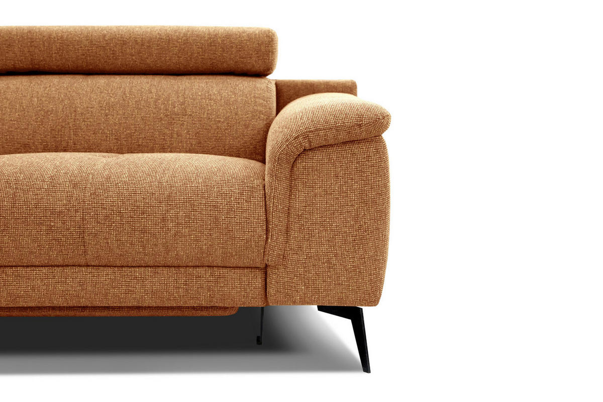 RELAXSOFA FIERO 3-Sitzer mit 1 Relaxfunktion, orange - Schwarz/Orange, Holzwerkstoff/Textil (212/82/103cm) - Courtois Laville