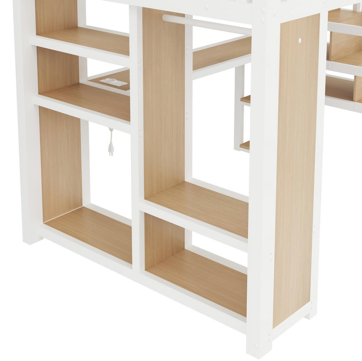 HOCHBETT 140x200 cm in Weiß mit Schreibtisch, LED-Beleuchtung und Stauraum - Weiß, Metall (140/200cm) - IVMEU